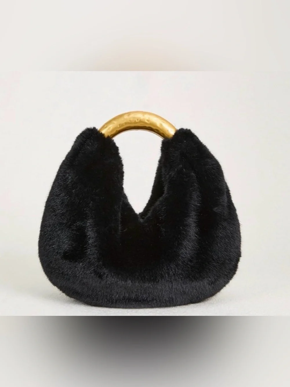Black Faux Fur Bag with Gold Handle New 🔥🔥